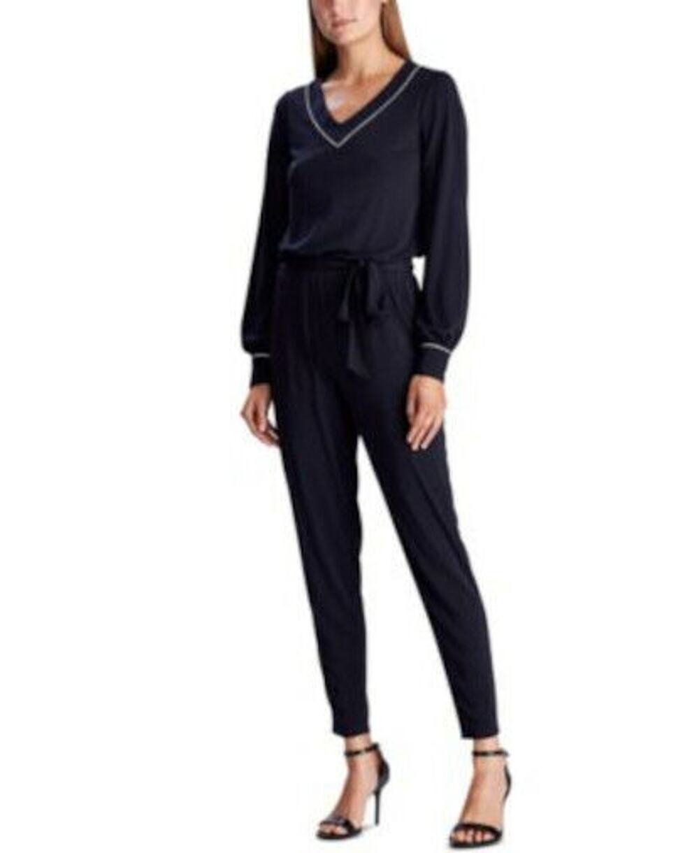 Ralph Lauren Navy Blue “Camden” Jumpsuit, V-Neck, White Trim, Size Medium
